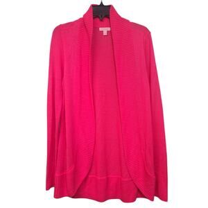 Lilly Pulitzer Amalie Open Front Acrylic Cardigan Pink Sun Ray Medium GUC